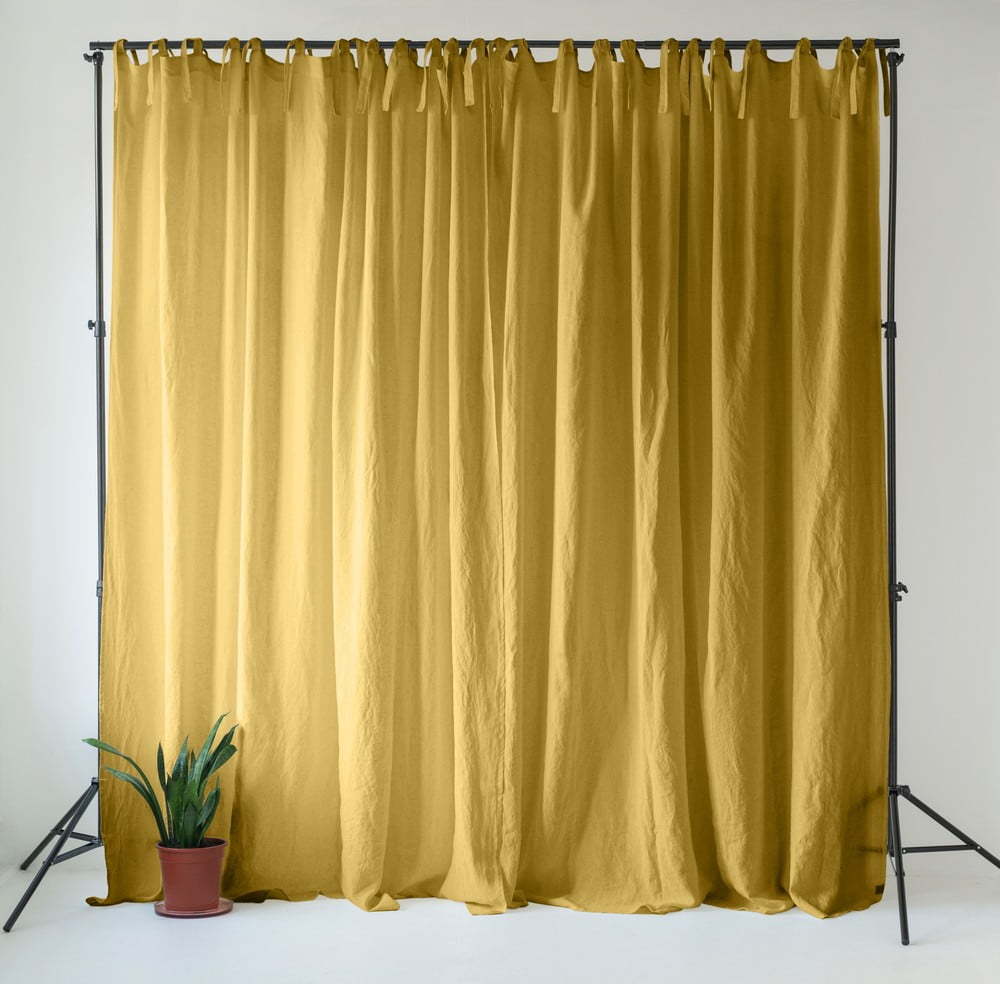 Žlutý lněný závěs 140x200 cm Lemon Curry – Linen Tales Linen Tales
