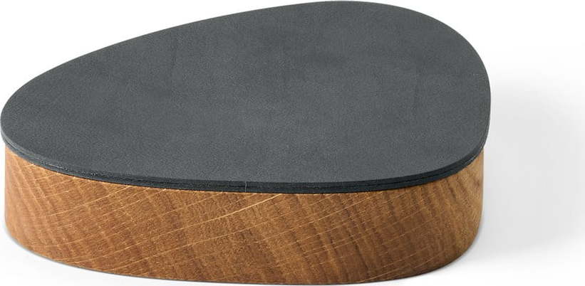 Antracitový/v přírodní barvě dřevěný/z eko kůže úložný box s víkem/dekorativní 14x12