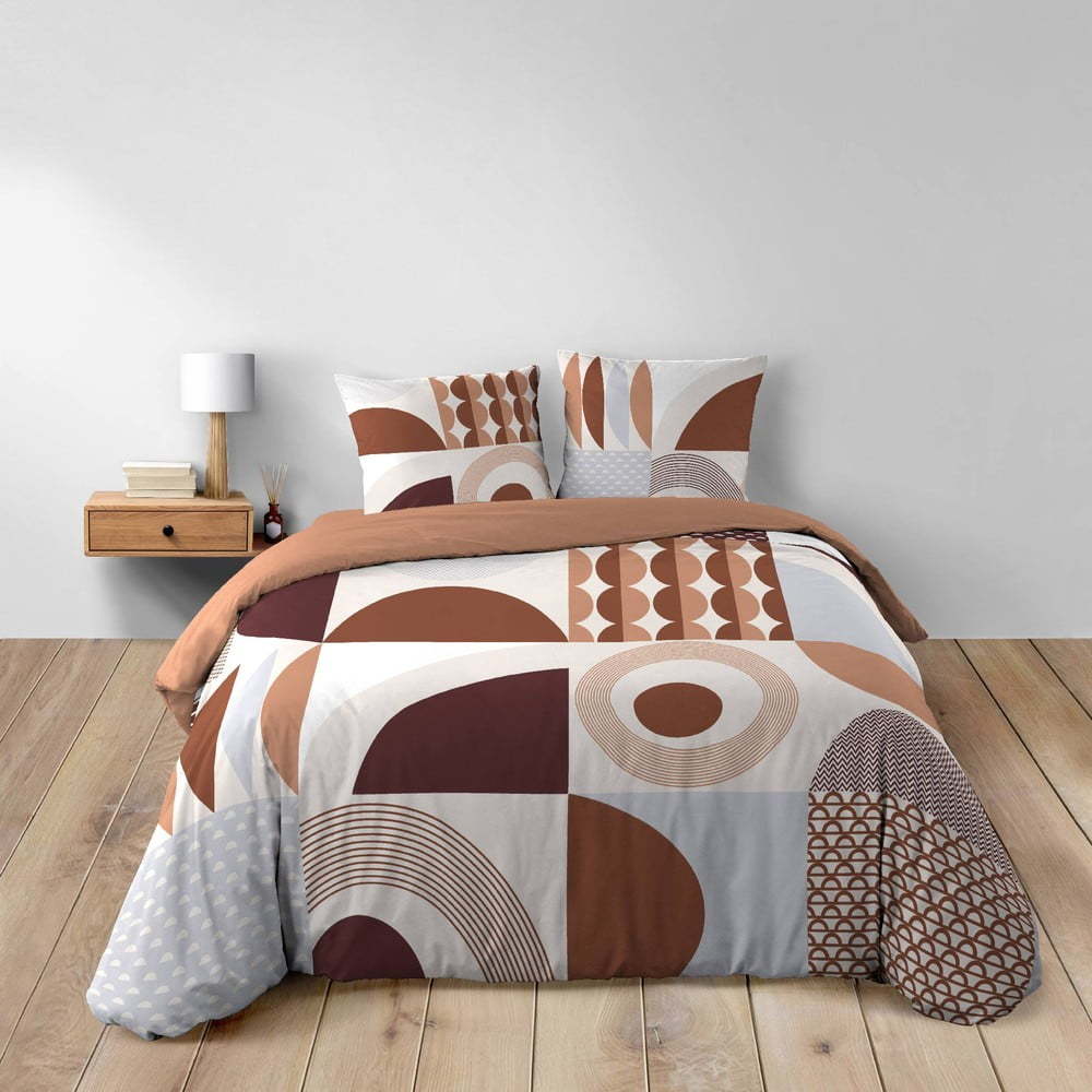 Bavlněné povlečení na dvoulůžko/prodloužené v terakotové barvě 240x220 cm Gemma – douceur d'intérieur Douceur d intérieur