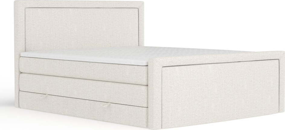 Béžová boxspring postel s úložným prostorem 200x200 cm Lavenda – Maison de Rêve Maison de Reve