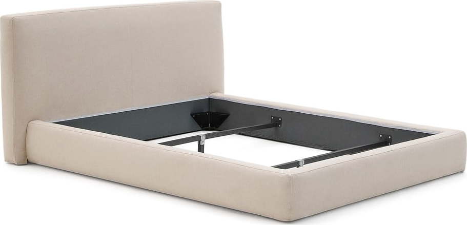 Béžová čalouněná dvoulůžková postel bez roštu 180x200 cm Blok – Kave Home Kave Home