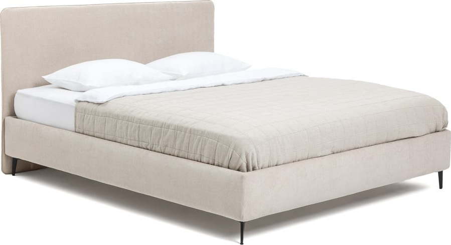 Béžová čalouněná dvoulůžková postel s roštem 160x200 cm Noira Slim – Bonami Selection Bonami Selection