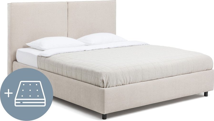 Béžová čalouněná dvoulůžková postel s úložným prostorem s matrací/s roštem 160x200 cm Myra Bold – Bonami Selection Bonami Selection