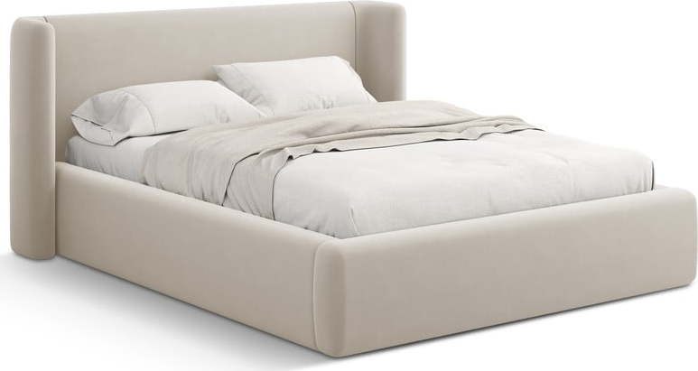 Béžová čalouněná dvoulůžková postel s úložným prostorem s roštem 140x200 cm Jason – Windsor & Co Sofas Windsor & Co Sofas