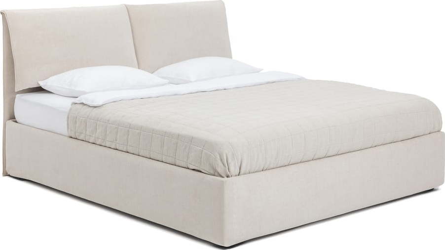 Béžová čalouněná dvoulůžková postel s úložným prostorem s roštem 160x200 cm Thessa Pillow – Bonami Selection Bonami Selection