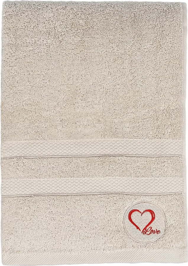 Béžová froté bavlněná osuška 70x140 cm Love – Foutastic Foutastic