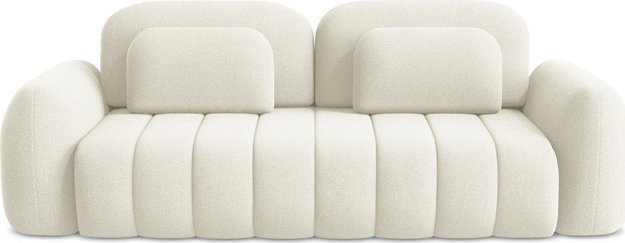 Béžová rozkládací/s úložným prostorem pohovka z textilie bouclé 266 cm Pele – Makamii Makamii