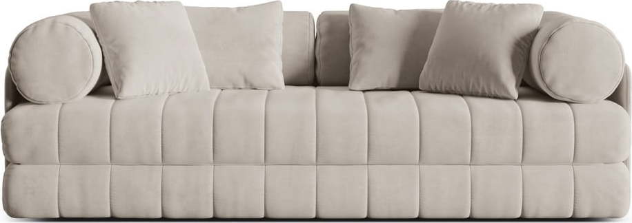 Béžová sametová rozkládací pohovka 206 cm Kemi – Cosmopolitan Design Cosmopolitan design