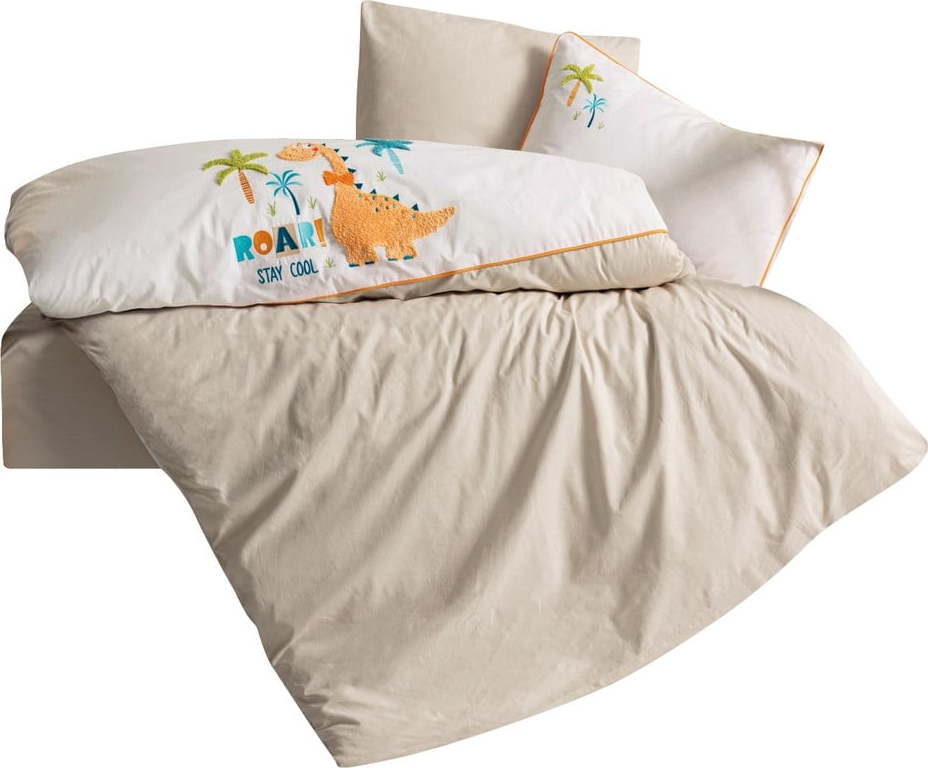 Béžové bavlněné dětské povlečení do postýlky s prostěradlem/4dílné 100x150 cm Kiddo – Mijolnir Mijolnir