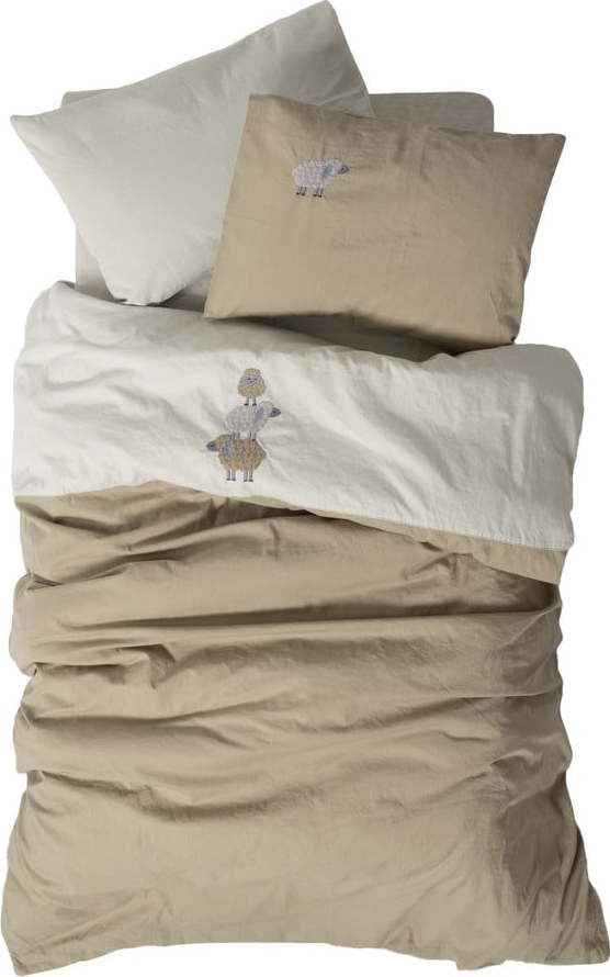 Béžové bavlněné dětské povlečení do postýlky s prostěradlem/4dílné 100x150 cm Lamp – Mijolnir Mijolnir