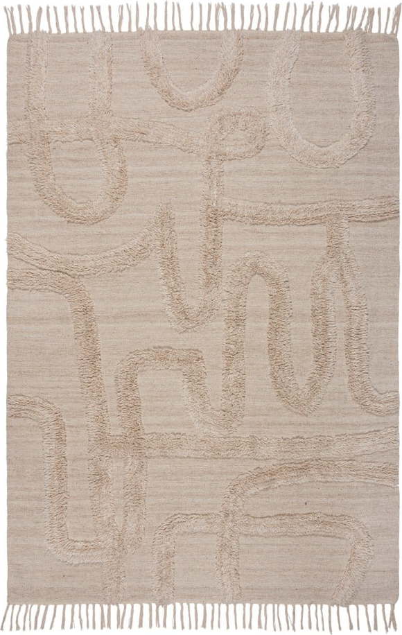 Béžový ručně tkaný vlněný koberec 200x290 cm Loma – Flair Rugs Flair Rugs