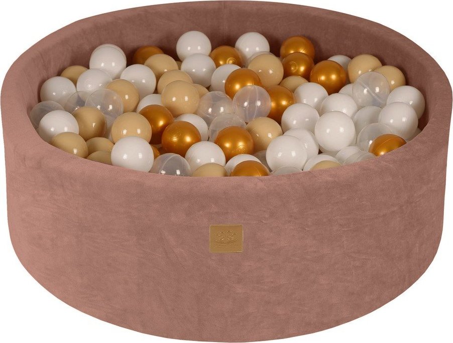 Béžový sametový bazének s míčky ø 90x30 cm Montessori – Meowbaby MeowBaby