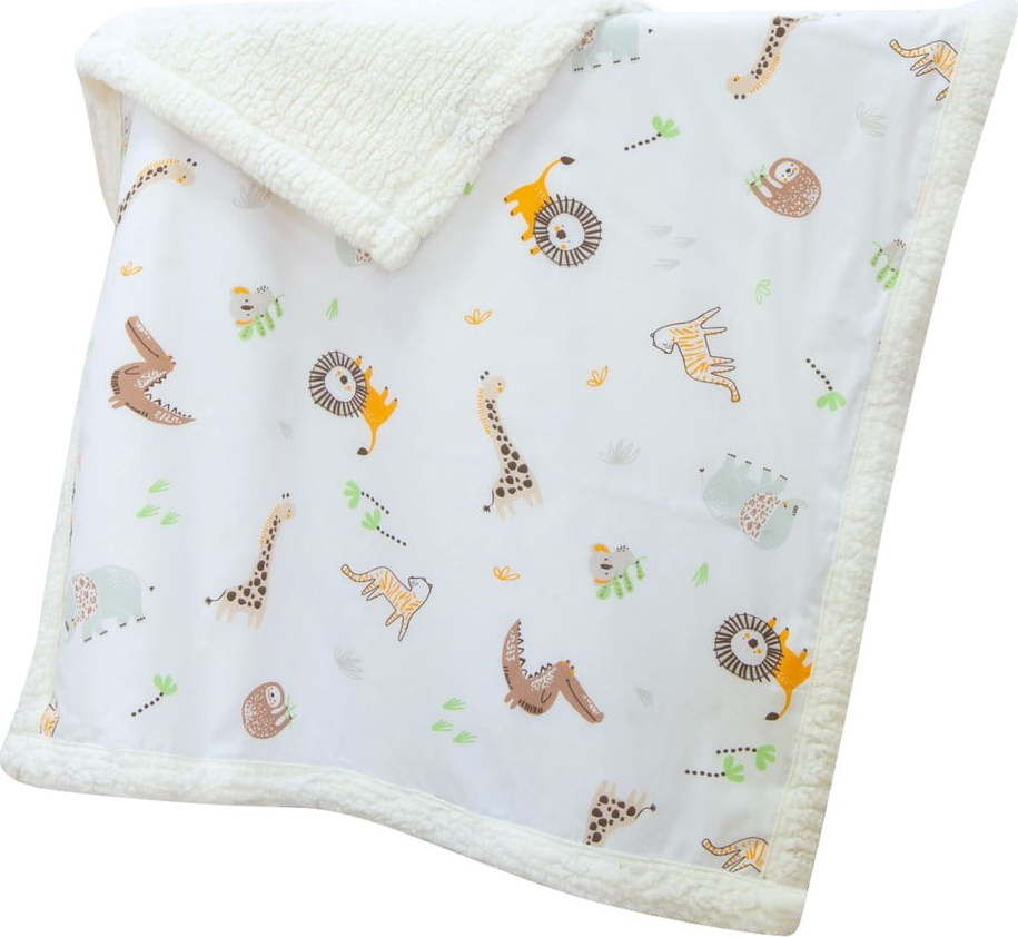 Bílá dětská deka z bavlny Renforcé 75x100 cm Jungle – Mijolnir Mijolnir