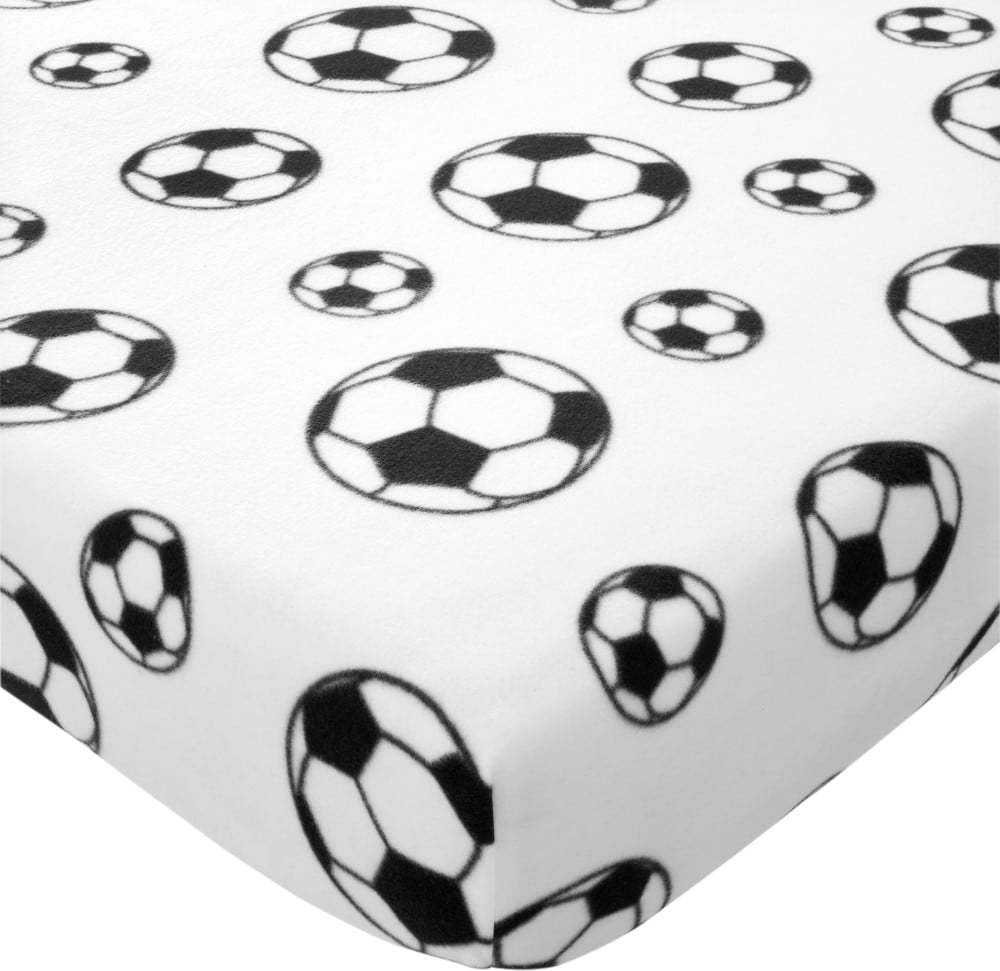 Bílé napínací fleecové dětské prostěradlo na dvoulůžko 135x190 cm Football – Catherine Lansfield Catherine Lansfield