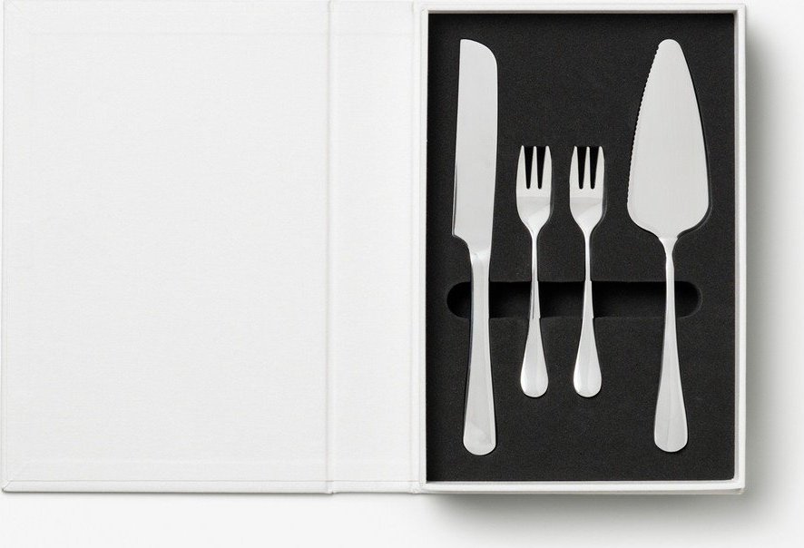 Bílé/ve stříbrné barvě nerezové dezertní vidličky v sadě The Essentials Cake Tools – Printworks Printworks