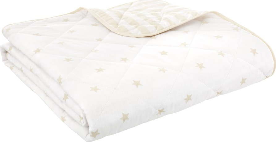 Bílý/béžový bavlněný prošívaný dětský přehoz 135x190 cm Mini Star & Stripes – Bianca Bianca
