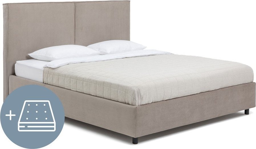 Čalouněná dvoulůžková postel taupe s úložným prostorem s matrací/s roštem 160x200 cm Myra Bold – Bonami Selection Bonami Selection