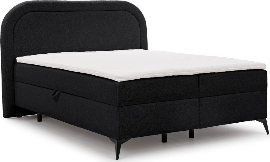 Černá boxspring postel s úložným prostorem 180x200 cm Ornes – Ropez Ropez
