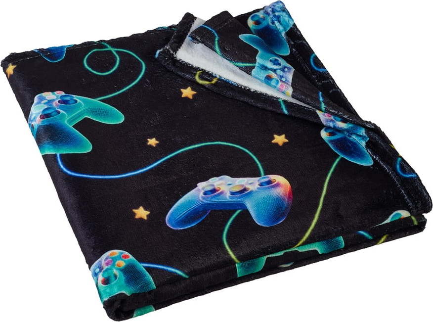 Černá/modrá dětská deka z mikroplyše 130x170 cm Gamer – Catherine Lansfield Catherine Lansfield