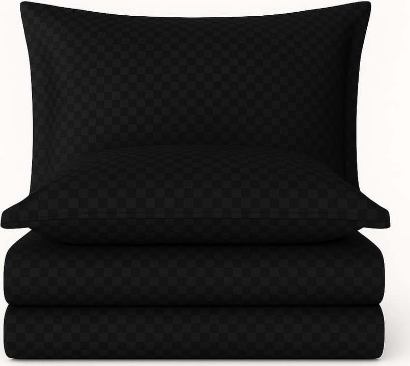 Černé povlečení na dvoulůžko/prodloužené z bavlny Renforcé 240x220 cm Checkered – Mila Home Luxury Mila Home Luxury