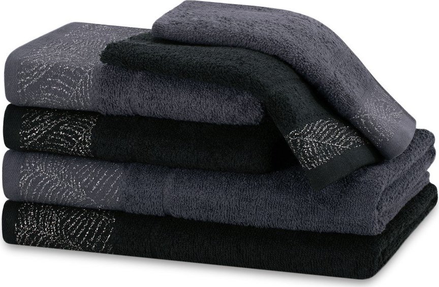 Černé/šedé froté bavlněné ručníky a osušky v sadě 6 ks Bellis – Restilo Restilo
