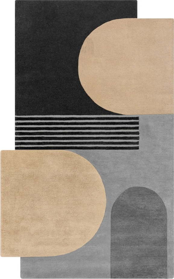Černo-šedý ručně tkaný vlněný koberec 120x180 cm Lozenge Monochrome – Flair Rugs Flair Rugs