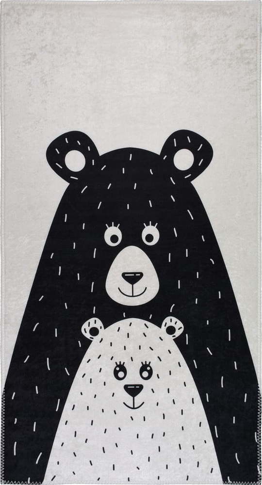 Černobílý pratelný dětský koberec 160x230 cm Bear Family – Vitaus Vitaus