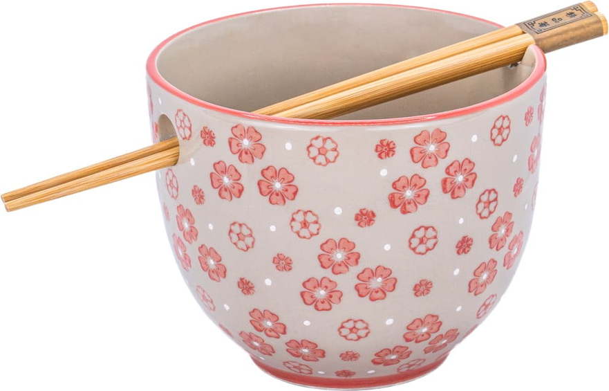 Červená/šedá miska z kameniny 450 ml Cherry Blossom – Sass & Belle Sass & Belle