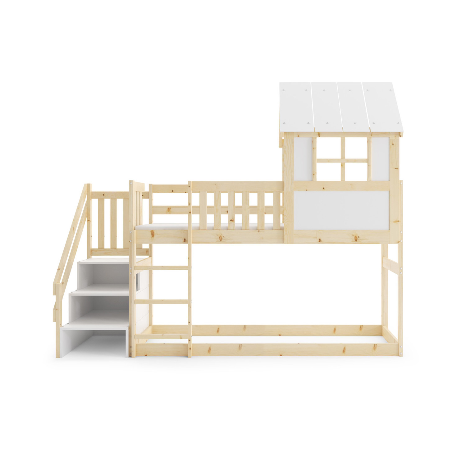 Dětská dřevěná postel ANTRESOLA se schůdky 90x200 cm BMS