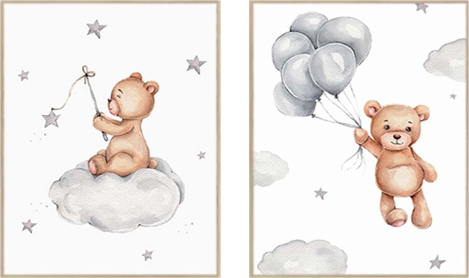 Dětské obrázky v sadě 2 ks 30x40 cm Teddy Bears – knor knor