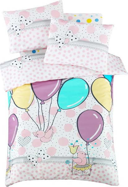 Dětské povlečení do postýlky z bavlny Renforcé s prostěradlem/4dílné 100x150 cm Balloons – Mijolnir Mijolnir
