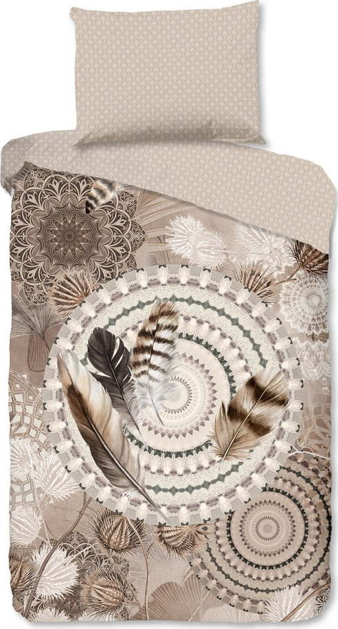 Hnědé flanelové povlečení na jednolůžko 140x200 cm Ringhda – HIP HIP