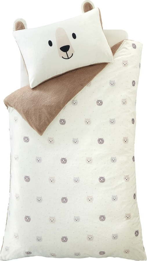Hnědé/krémové dětské povlečení na jednolůžko z mikroplyše 135x200 cm Cosy Bear – Catherine Lansfield Catherine Lansfield