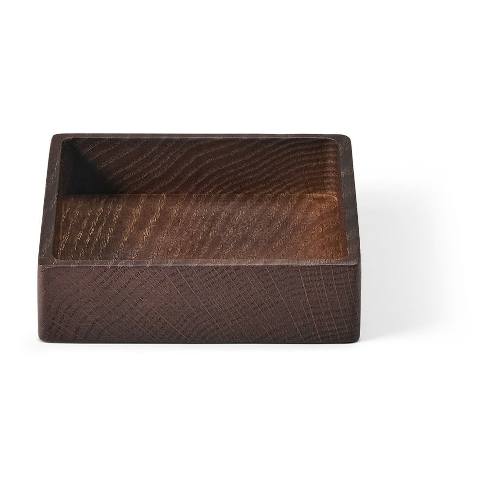 Hnědý dekorativní dřevěný úložný box 11x11x3 cm Square S – LIND DNA Lind DNA