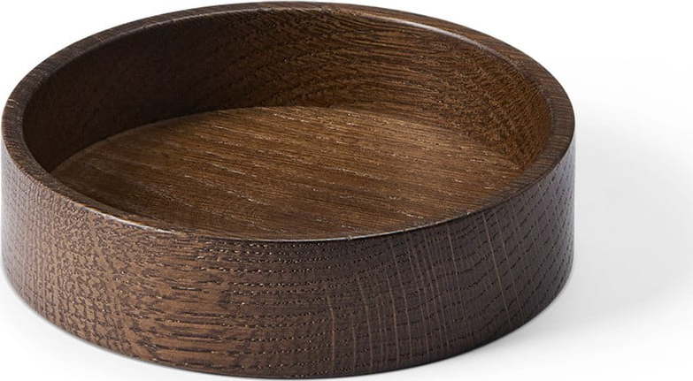 Hnědý dekorativní dřevěný úložný box ø 11x3 cm Circle S – LIND DNA Lind DNA