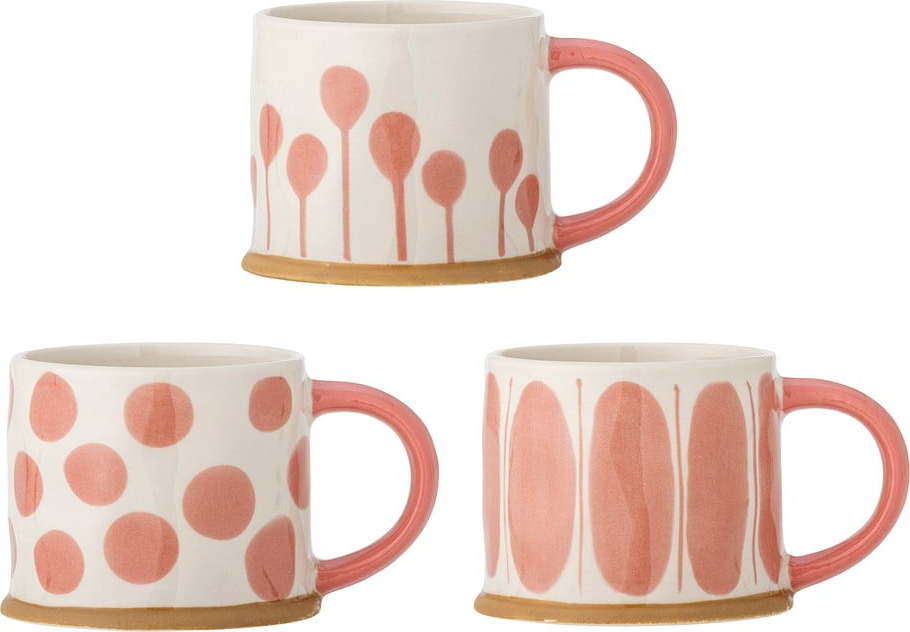 Hrnky v sadě 3 ks z kameniny v lososové barvě/krémové 450 ml Linora – Bloomingville Bloomingville