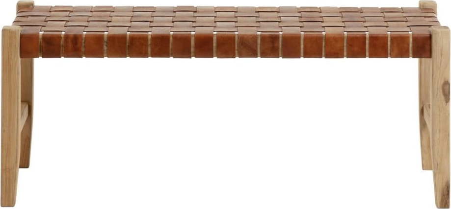 Koňakově hnědá/v přírodní barvě kožená lavice Calixta – Kave Home Kave Home