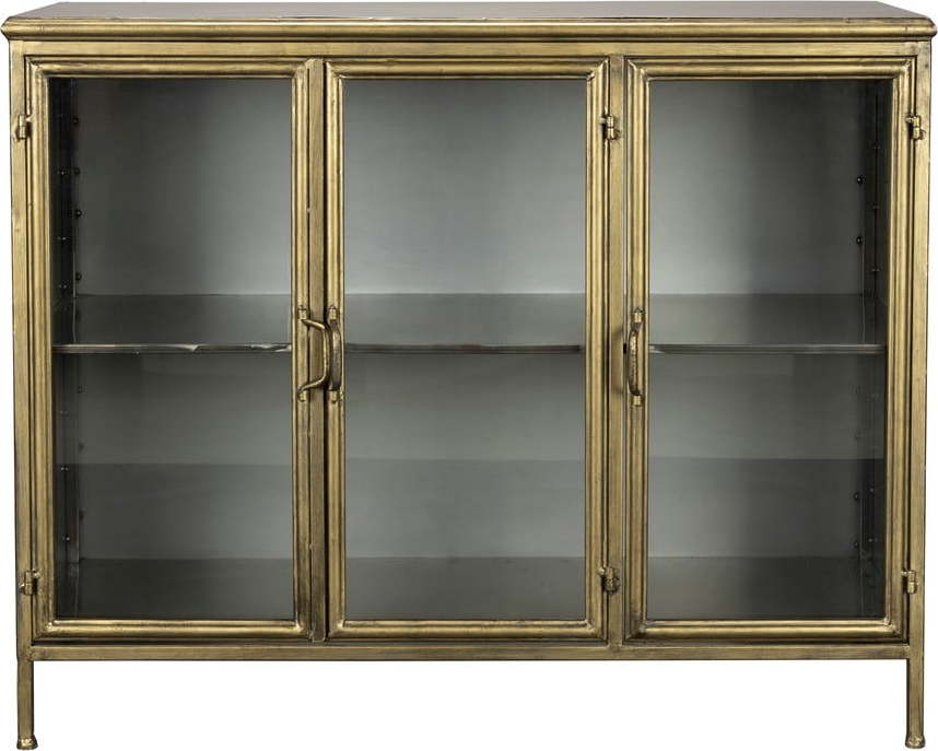 Kovová vitrína ve zlaté barvě 100x80x38
