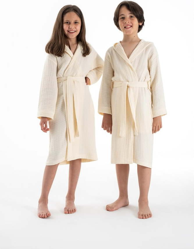 Krémový mušelínový dětský župan velikost 7-8 let Muslin – Foutastic Foutastic