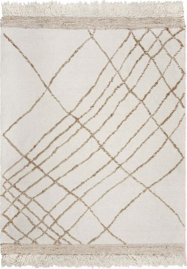 Krémový ručně tkaný koberec s příměsí vlny 200x300 cm Astera Linear – Flair Rugs Flair Rugs