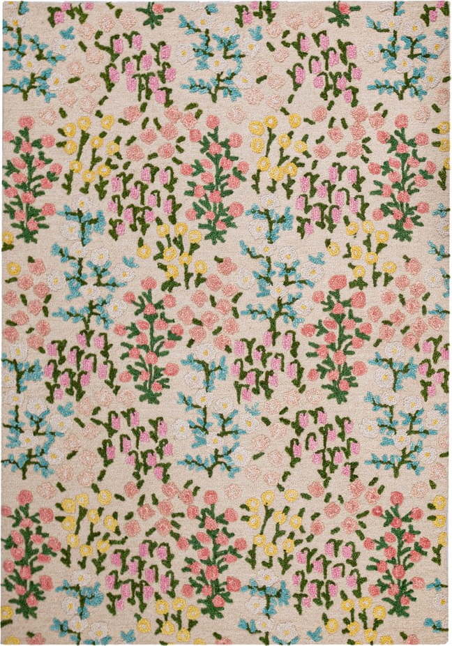 Krémový ručně tkaný vlněný koberec 200x290 cm Emilia Floral – Flair Rugs Flair Rugs
