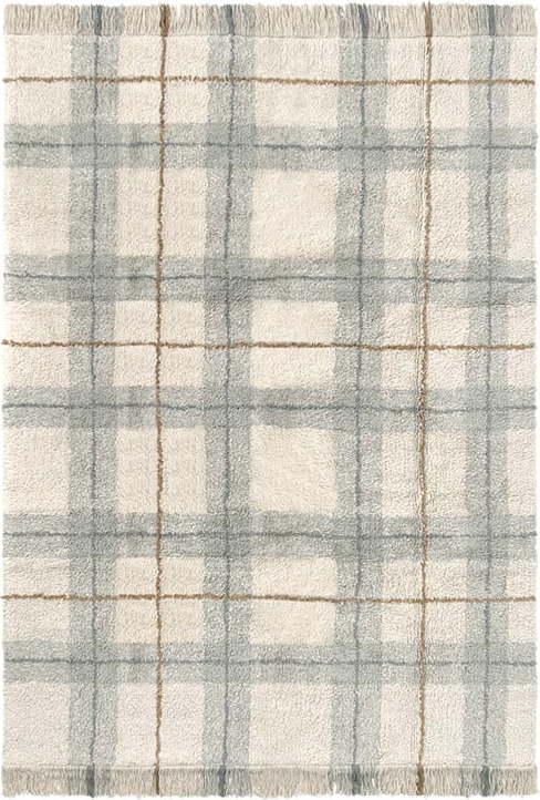 Krémový/šalvějově zelený pratelný/ručně tkaný bavlněný koberec 90x120 cm Tartan Blue Sage – Lorena Canals Lorena Canals