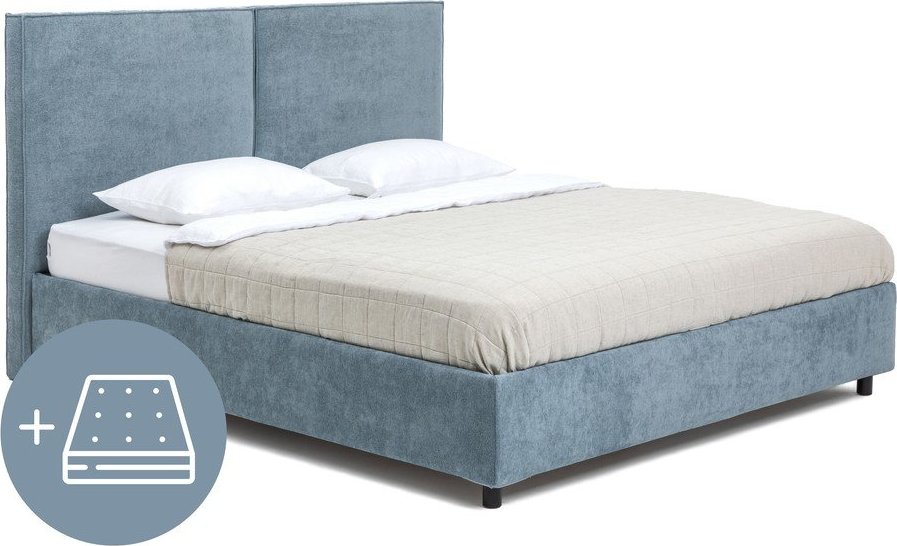 Modrá čalouněná dvoulůžková postel s úložným prostorem s matrací/s roštem 160x200 cm Myra Bold – Bonami Selection Bonami Selection