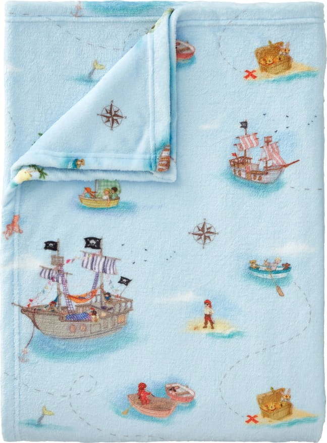 Modrá dětská deka z mikroplyše 150x200 cm Pirates – Belle & Boo Belle & Boo
