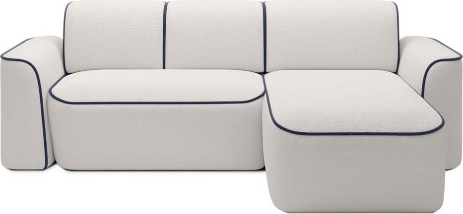 Modrá/krémová rohová pohovka z textilie bouclé (pravý roh/s lenoškou) Ume – ELTAP ELTAP