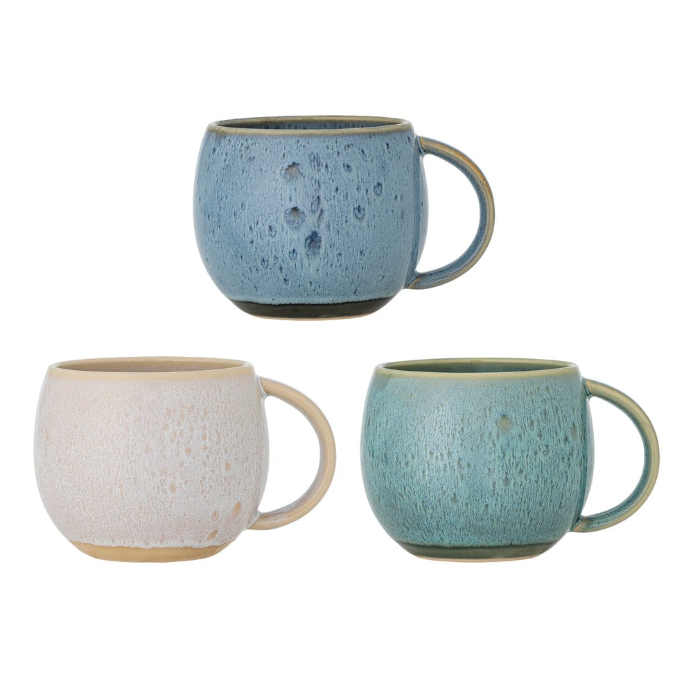 Modré/krémové hrnky v sadě 3 ks z kameniny 420 ml Harriet – Bloomingville Bloomingville
