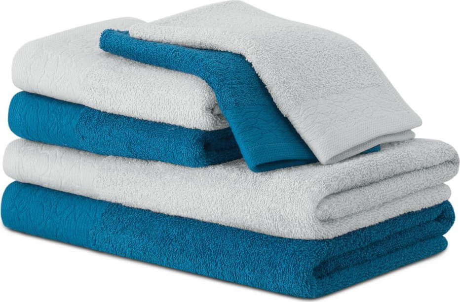 Modré/šedé froté bavlněné ručníky a osušky v sadě 6 ks Flos – Restilo Restilo