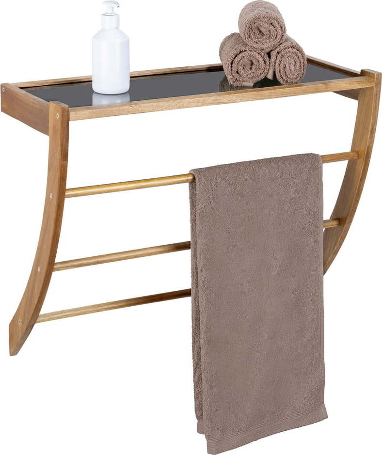 Nástěnný dřevěný držák na ručníky v tmavě přírodní barvě Fondi – Wenko WENKO