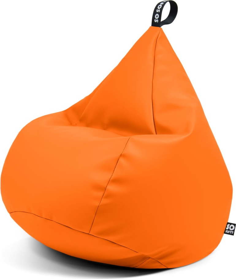 Oranžový dětský sedací vak z imitace kůže Drop M – So Soft? So Soft?