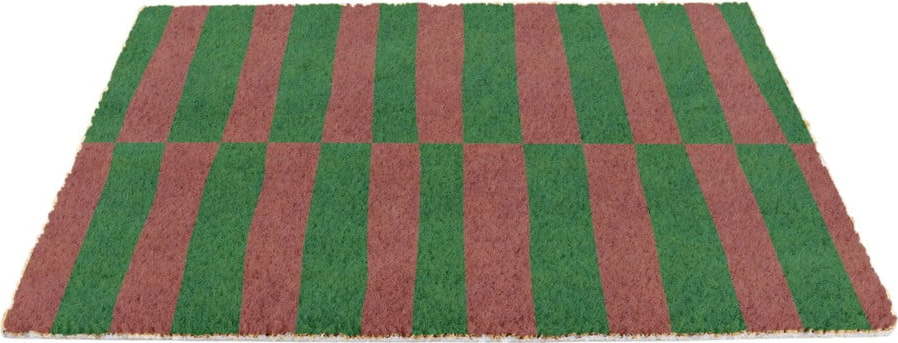 Rohožka z kokosového vlákna 40x60 cm Pink & Green Half Stripes – Artsy Doormats Artsy Doormats